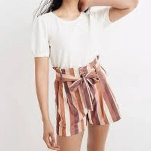 Madewell‎ Pink Striped Paperbag Tie Shorts